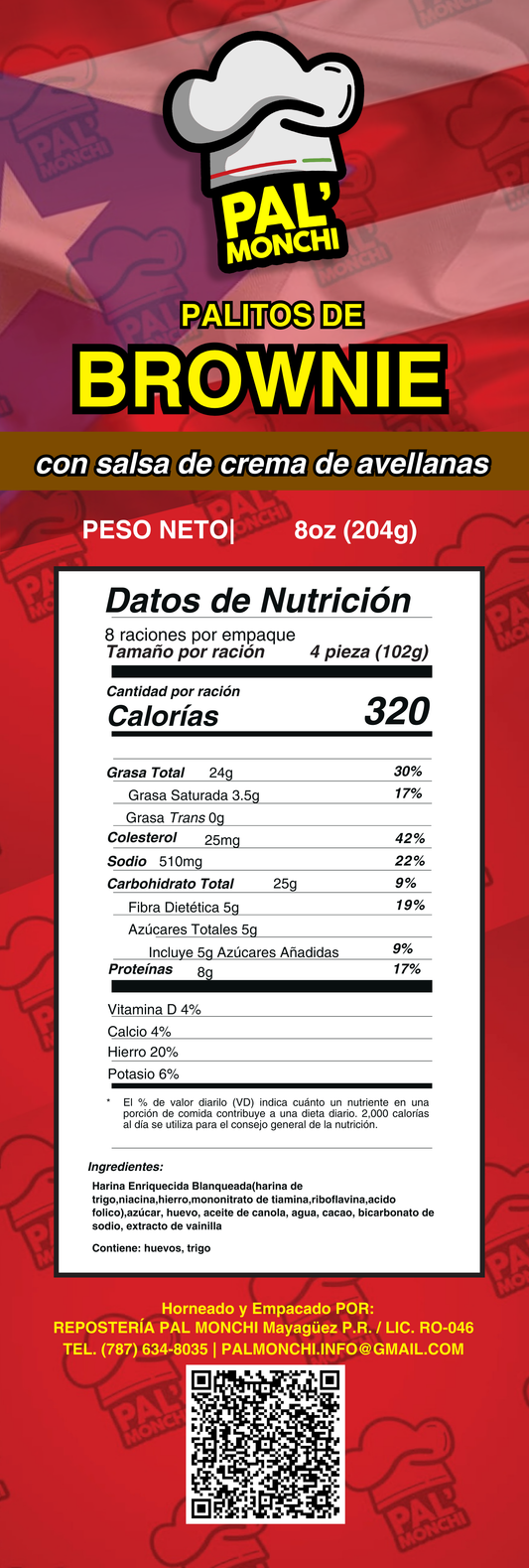 Brownie Sticks con Crema de Avellanas (6 unidades)