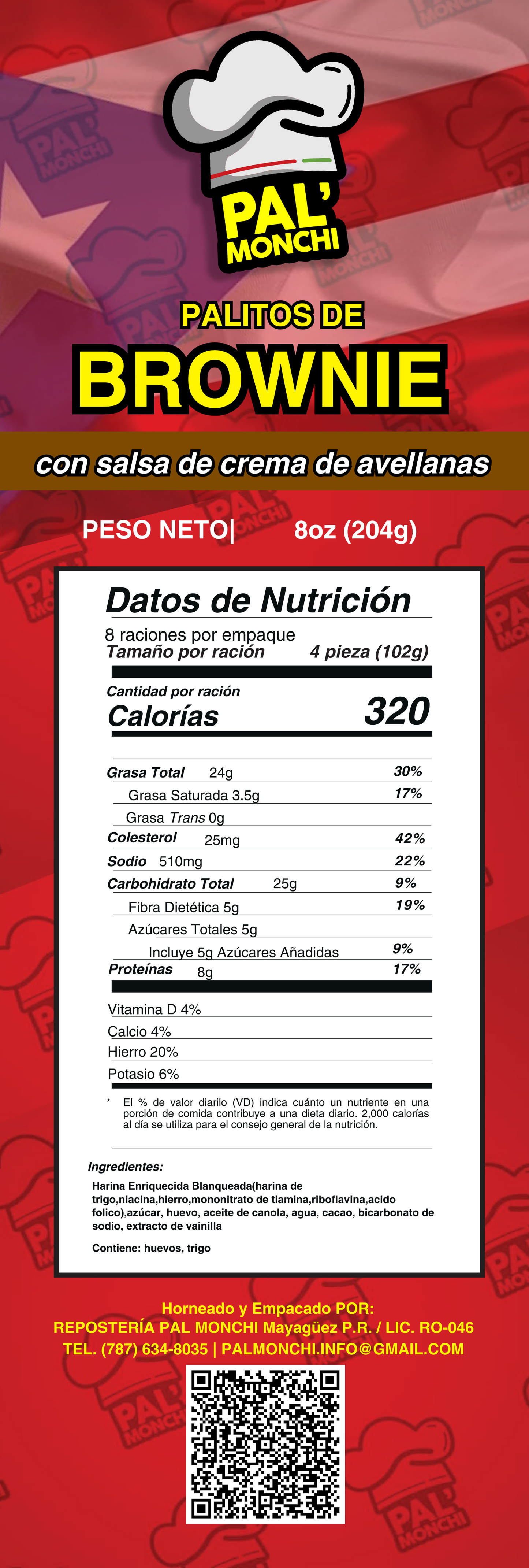 Brownie Sticks con Crema de Avellanas (6 unidades)